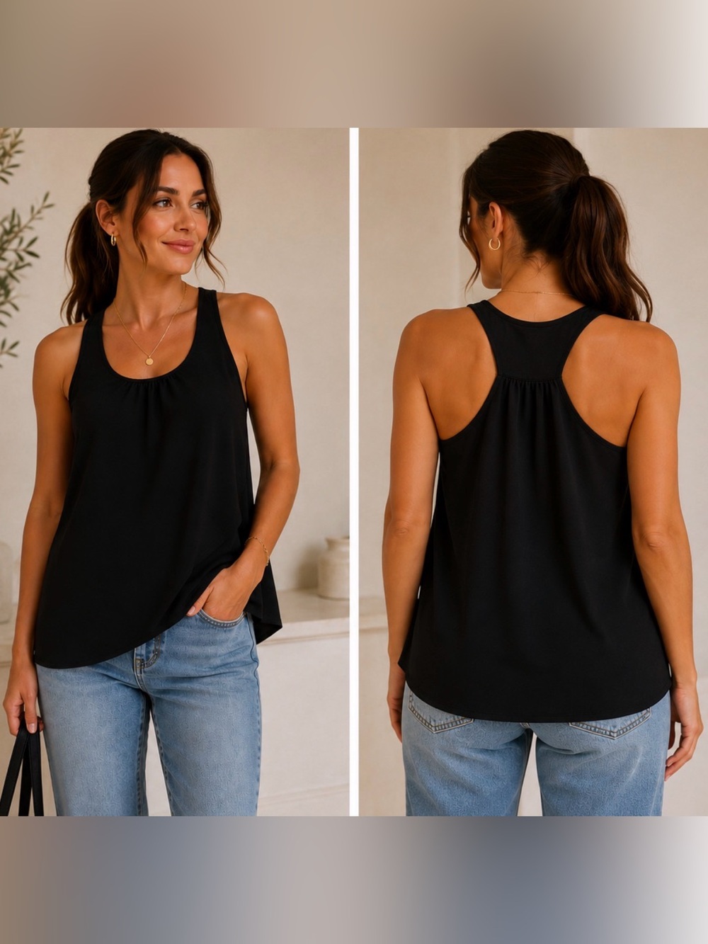 Banana Republic Black Racerback Layered Tank